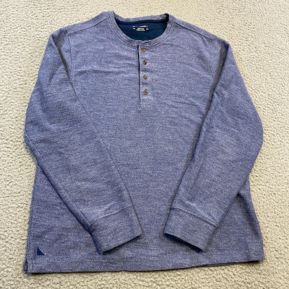 UNTUCKit Henley Shirt Mens Medium Blue Long Sleeve Button Front Heathered Casual